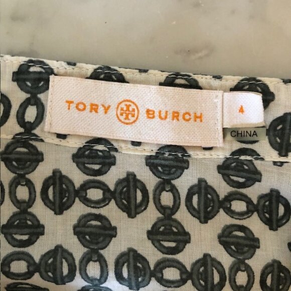 TORY BURCH Toggle Chain Green Cotton Long Sleeve Button Up Banded Collar… - Picture 13 of 16